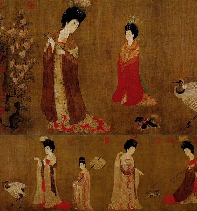 周昉传世的《簪花仕女图》，可是并没有“纤腰”