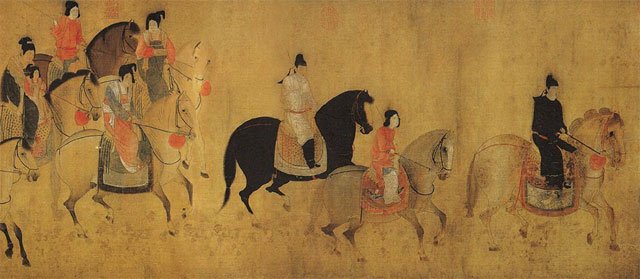 《虢国夫人游春图》，唐代画家张萱的画作。原作已佚，现存宋代摹本
