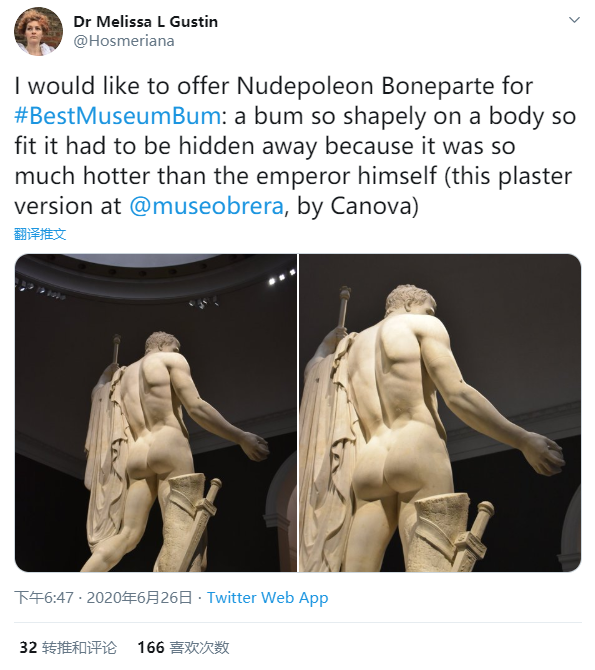 意大利布拉雷画廊新古典主义雕塑家安东尼奥·卡诺瓦雕刻出的性感屁屁