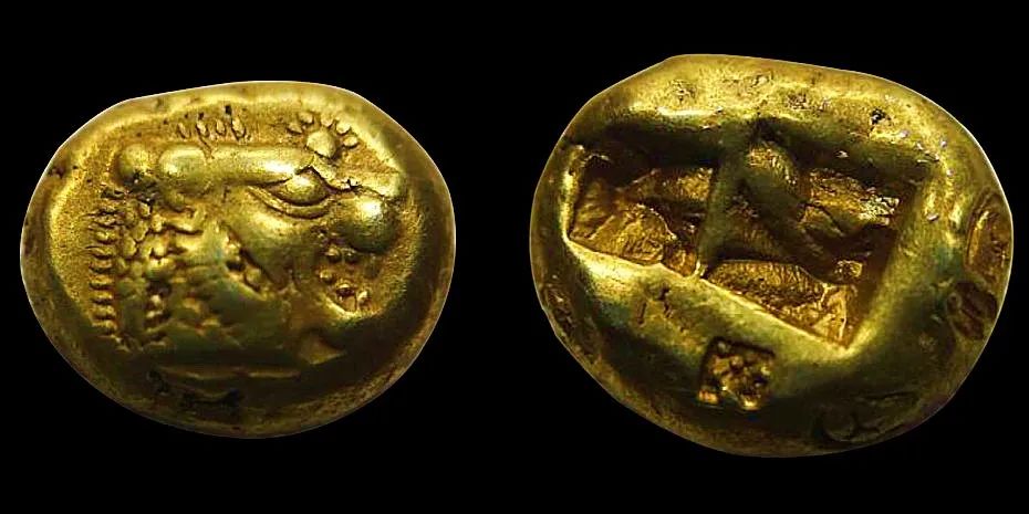 吕底亚王国狮子1/3标准重琥珀金币