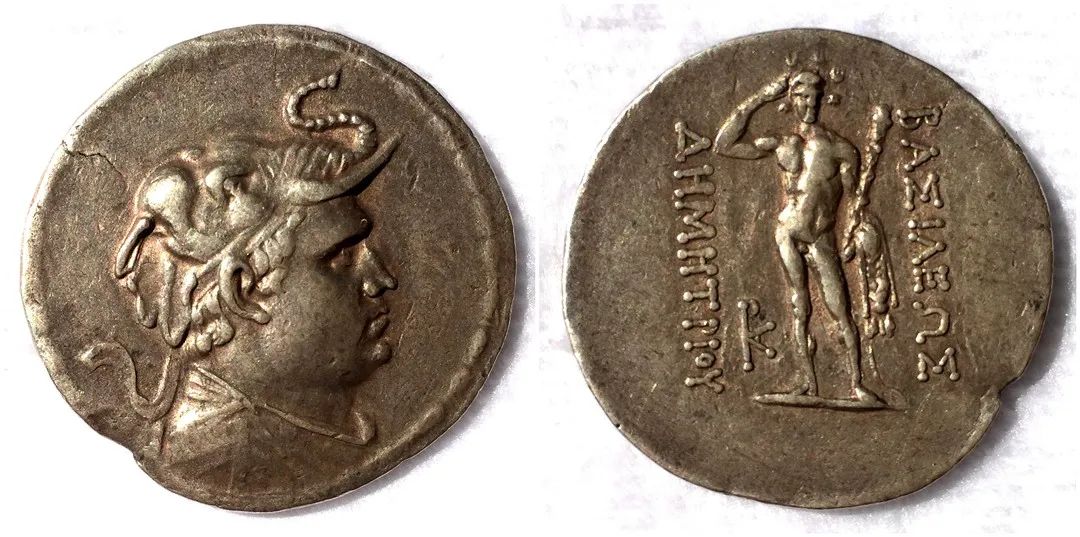 巴克特里亚-希腊王朝 德米特里乌斯一世4德拉克马银币