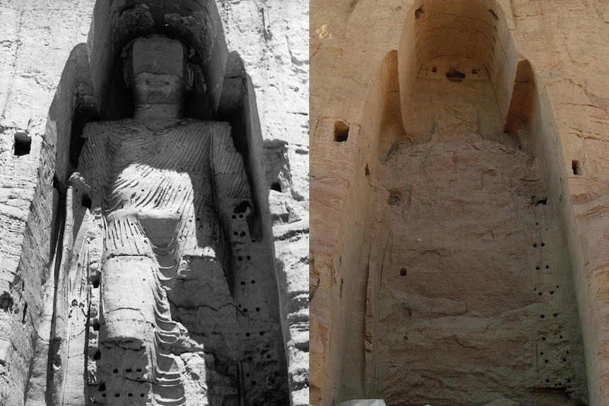 巴米扬大佛被毁前后对比 图 UNESCO