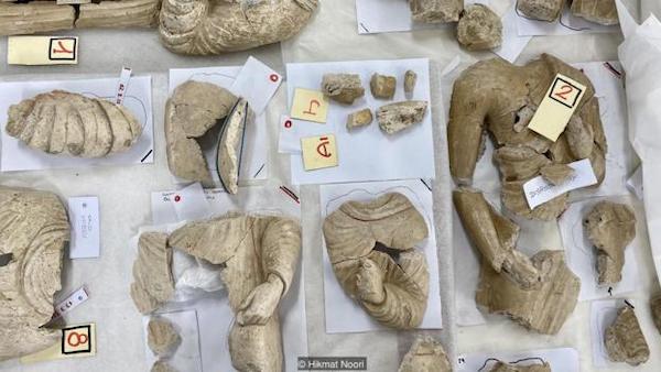 2020年的阿富汗国家博物馆，一个国际团队正在修复这些佛像