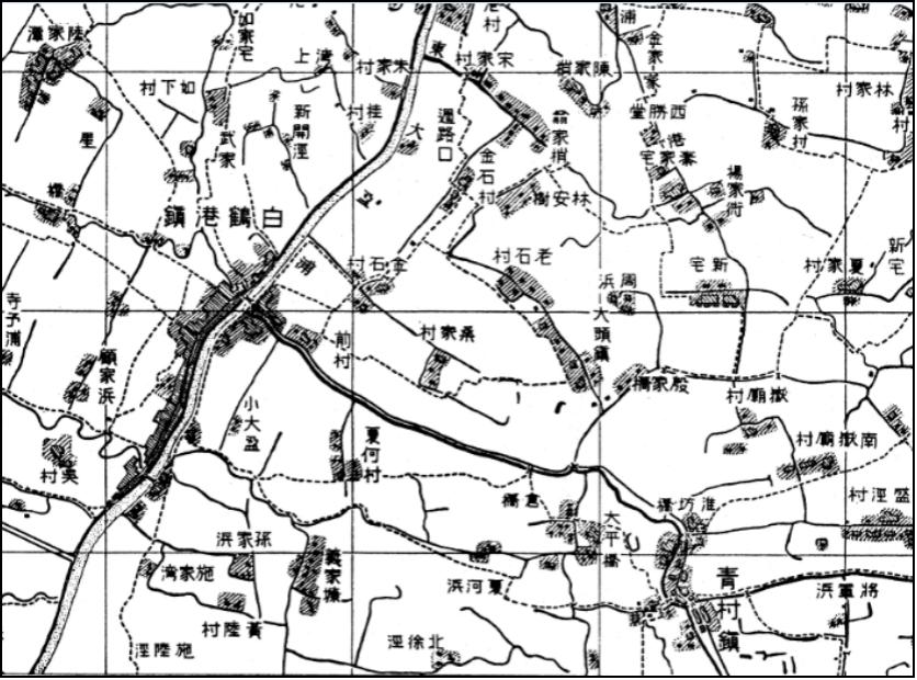 民国军事测绘地图中的旧青浦（又名青村镇）