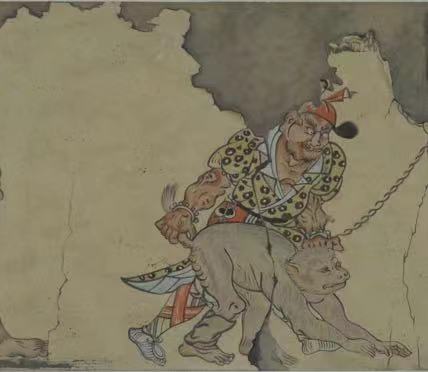 降魔图（局部），唐代（618-907），1974年临摹于佛光寺东大殿，纵31厘米,横148厘米，山西博物院藏