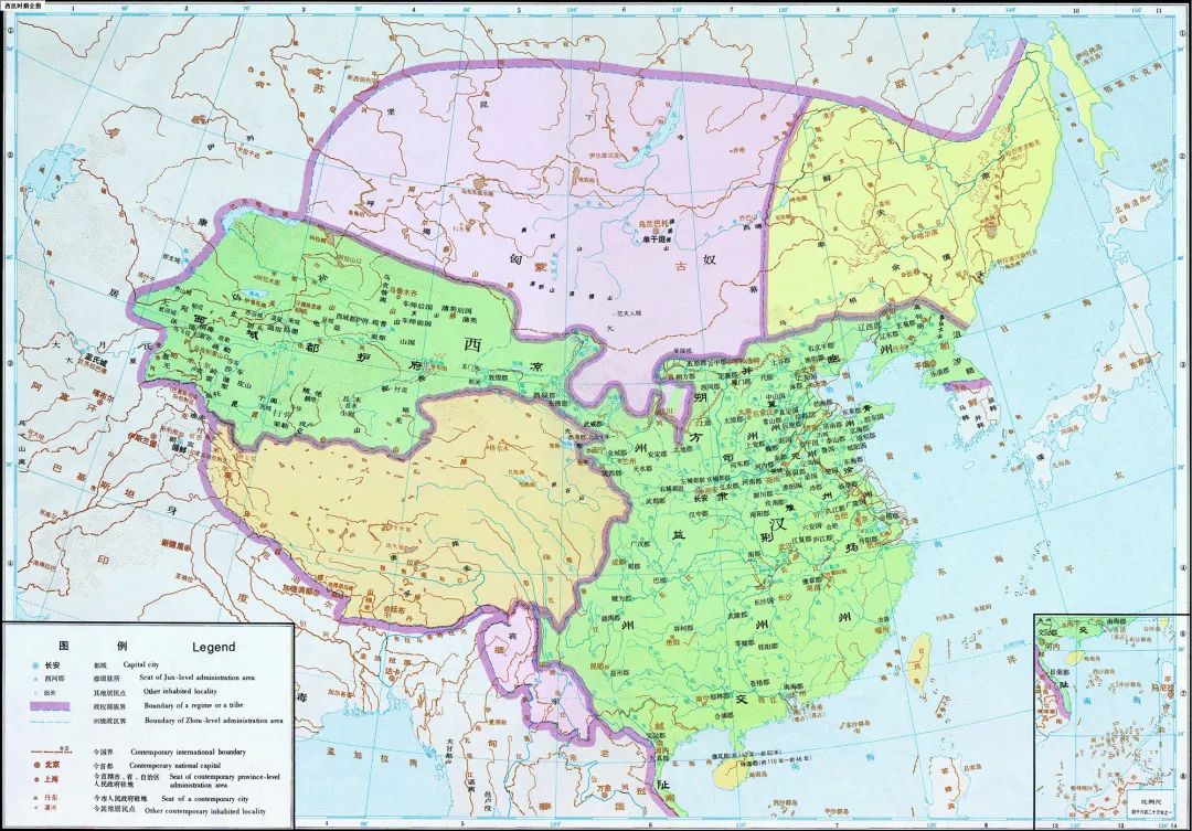 西汉时期全图 图片来自于中国历史地图集（谭其骧主编）