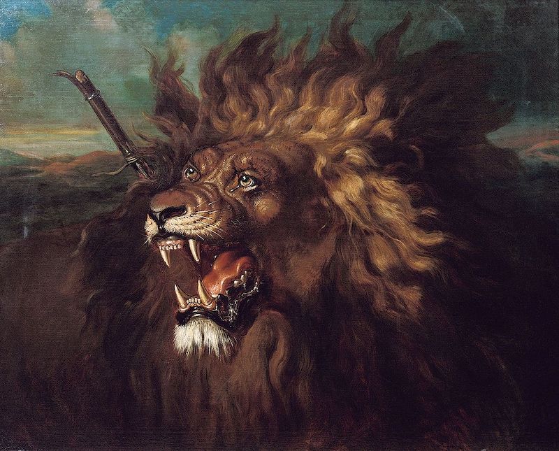 《受伤的雄狮》，拉登·萨利赫，1838年，新加坡国家画廊藏