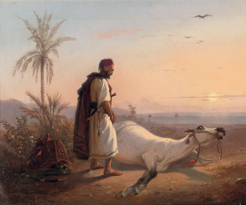 《阿拉伯人与他的马》，拉登·萨利赫，1843年，克里斯汀·甘（Christin Kam）收藏