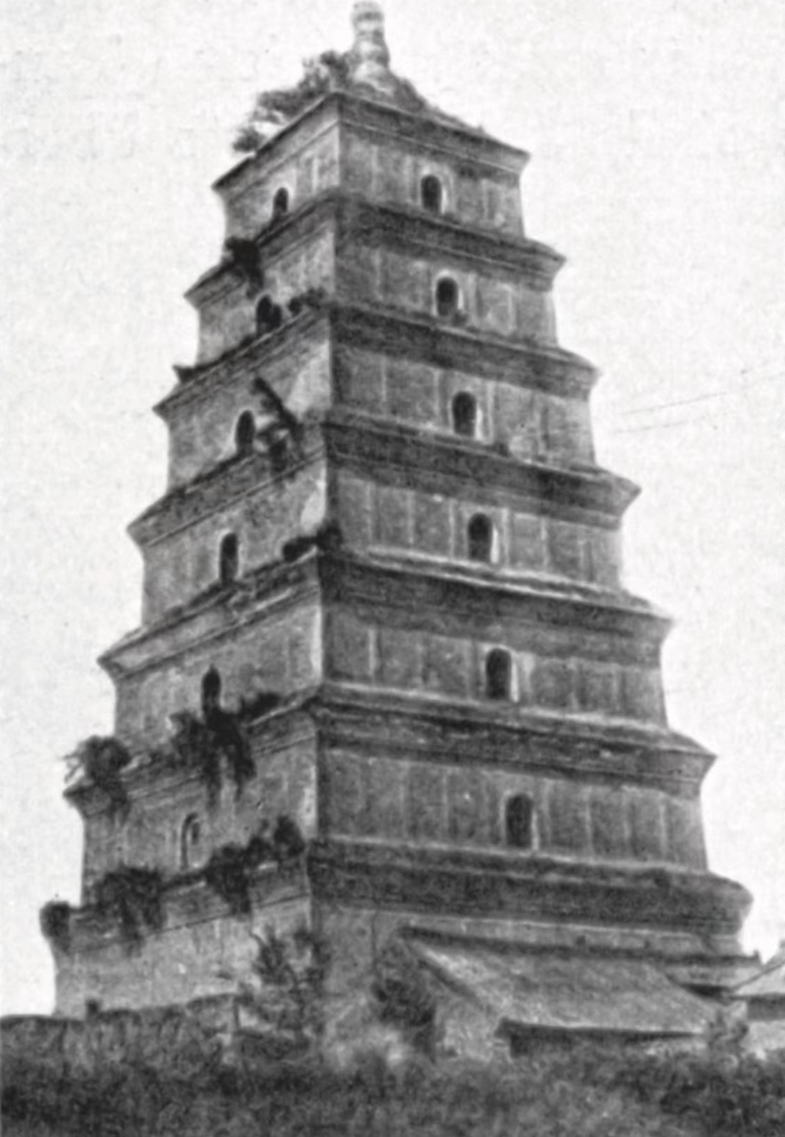 大雁塔 位于西安（来自：沙畹《华北考古记》）