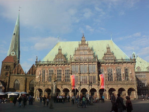 不来梅市的市政厅，是欧洲最重要的哥特式建筑之一